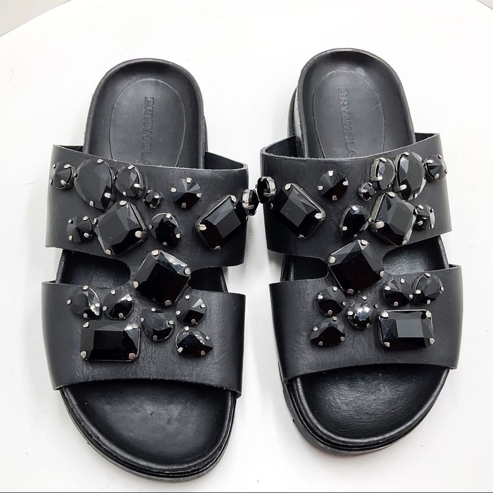{Bryan Blake} Jewel Embellished Leather Sandals
